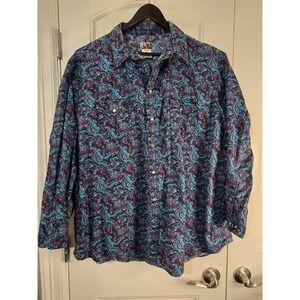Vintage Express Rider Men's 3XL Western Cowboy Rodeo Shirt Pearl Snap Paisley